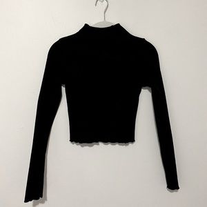 Black Long-Sleeved Mock Neck Top